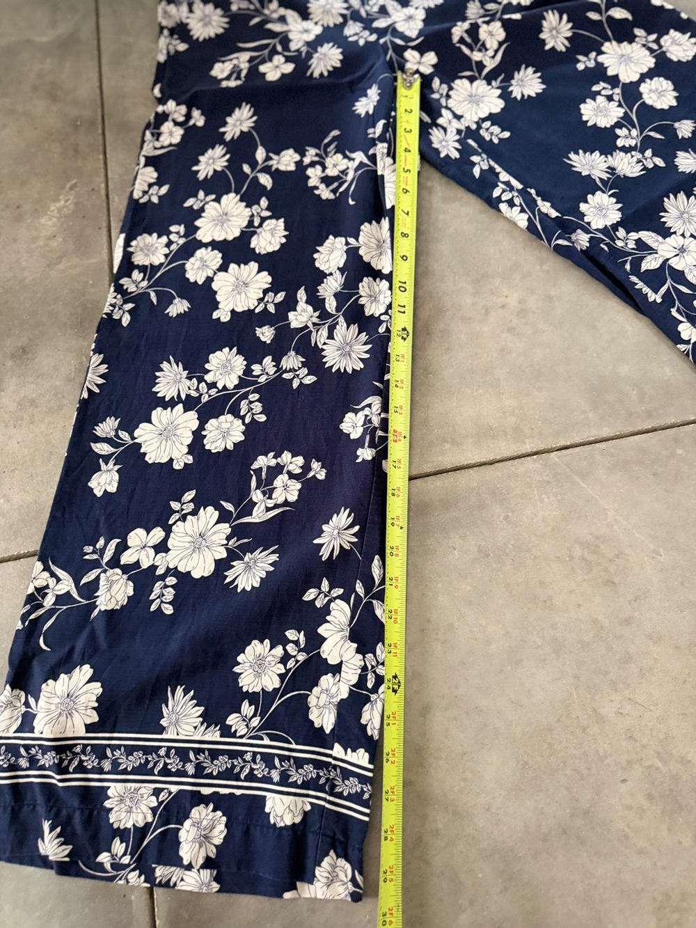 LOFT Navy Blue Floral Wide-Leg Pants - Picture 5 of 10